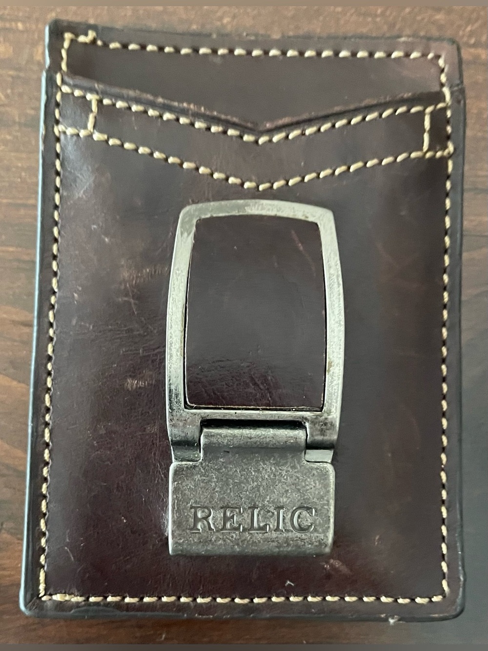 Relic Brown Leather Card Holder + Money Clip (NEW)